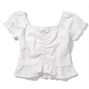 Sugar & Jade‎ White Cropped Blouse Girl's Size XXL 14-16
